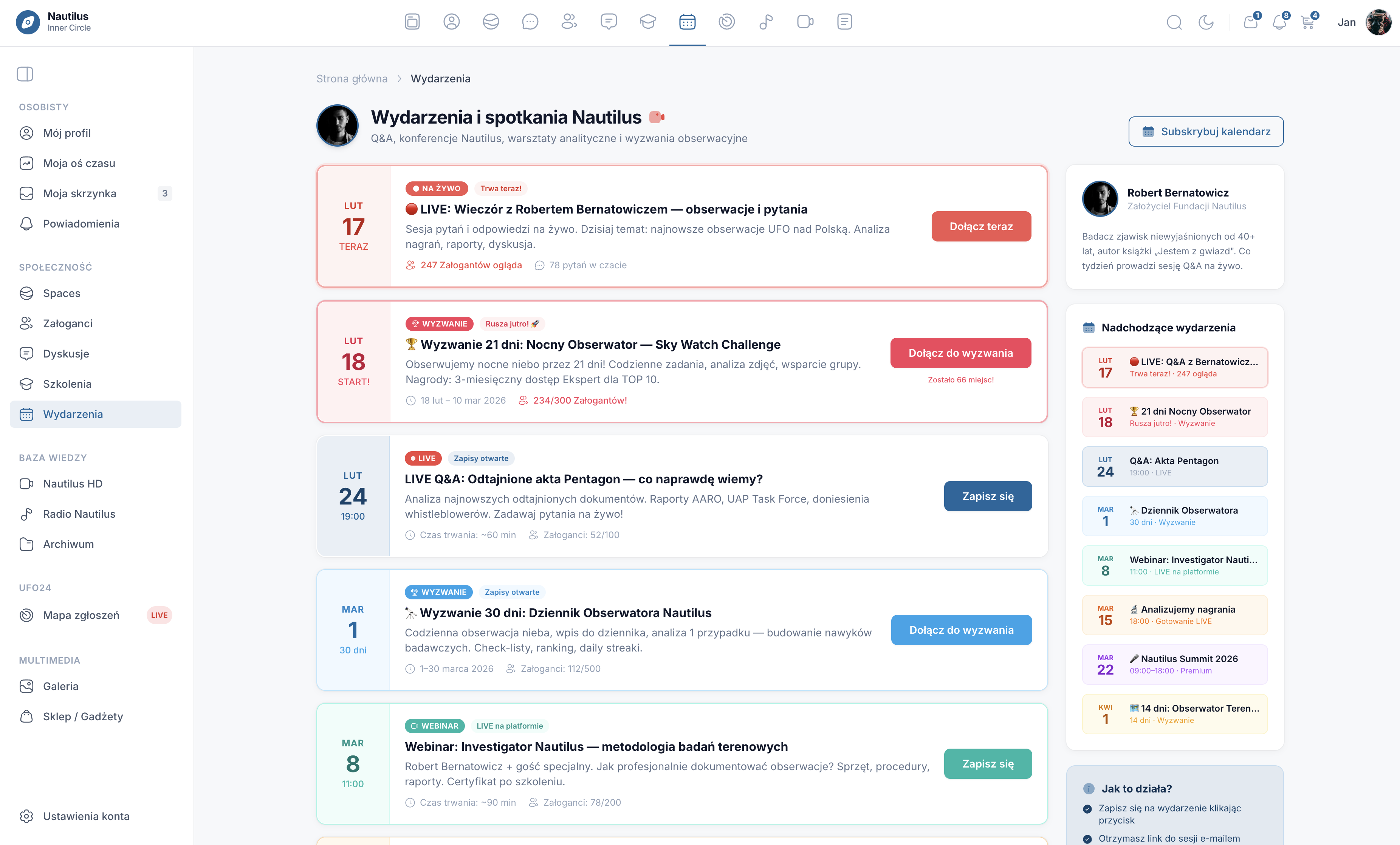 Nautilus - grupy tematyczne